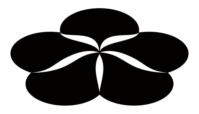 Black flower-like shape on a white background